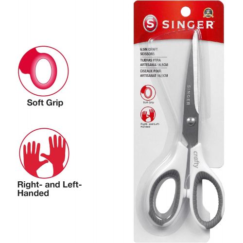 싱거 SINGER 07180 6-1/2-Inch Sewing Scissors with Pink and White Comfort Grip