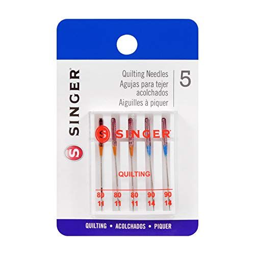 싱거 SINGER 44729 Quilting Machine Needles, Sizes 80/11 & 90/14, Multicolor 5 Count