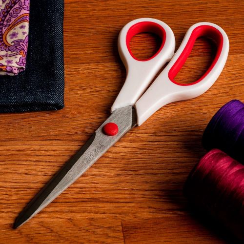 싱거 Singer 8-1/2-Inch Fabric Scissors with Comfort Grip Red & White, 12-Pack