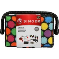 SINGER 07272 Polka Dot Small Sewing Basket with Sewing Kit Accessories