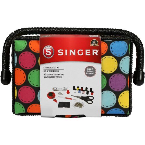 싱거 SINGER 07272 Polka Dot Small Sewing Basket with Sewing Kit Accessories