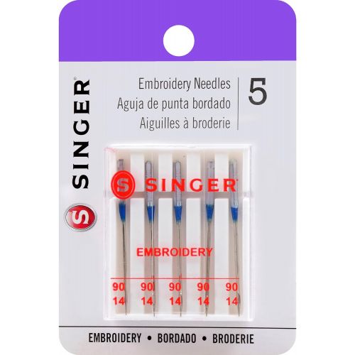 싱거 SINGER 04728 Universal Embroidery Sewing Machine Needles, Size 90/14, 5-Count