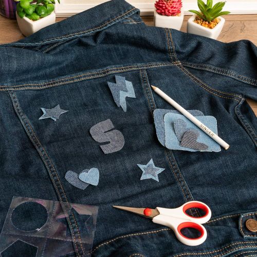 싱거 SINGER 00079 Denim Iron-On Repair Kit, Assorted Sizes, Iron on Patches for Jeans