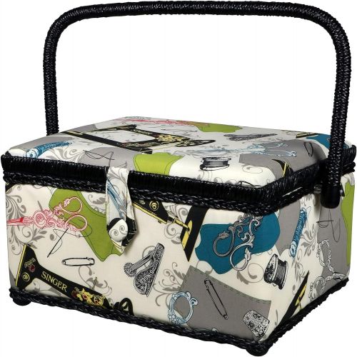 싱거 SINGER 07281 Vintage Sewing Basket with Sewing Kit Accessories