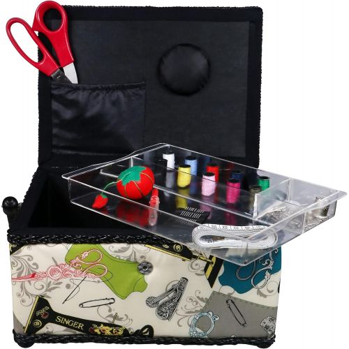 싱거 SINGER 07281 Vintage Sewing Basket with Sewing Kit Accessories