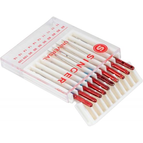 싱거 SINGER Universal Regular Point Machine Needles, 20 Count, Sizes 80/11, 90/14, 100/16