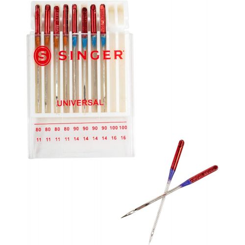 싱거 SINGER Universal Regular Point Machine Needles, 20 Count, Sizes 80/11, 90/14, 100/16