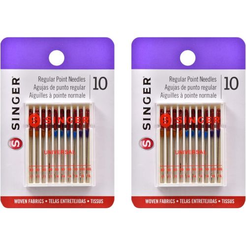 싱거 SINGER Universal Regular Point Machine Needles, 20 Count, Sizes 80/11, 90/14, 100/16