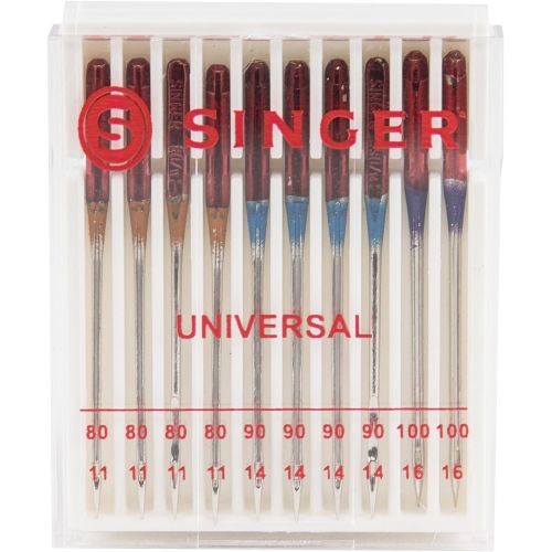 싱거 SINGER Universal Regular Point Machine Needles, 20 Count, Sizes 80/11, 90/14, 100/16