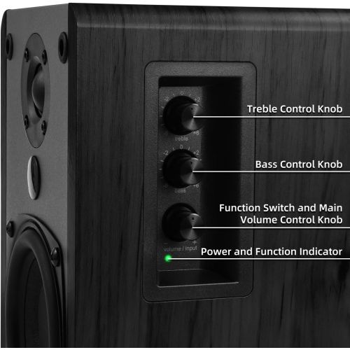  [아마존베스트]SINGING WOOD BT25 Active Bluetooth Bookshelf Speakers with Built-in Amplifier- Studio Monitor Speaker -2 AUX Input - Full Function Remote Control - Wooden Enclosure - 50 Watts RMS