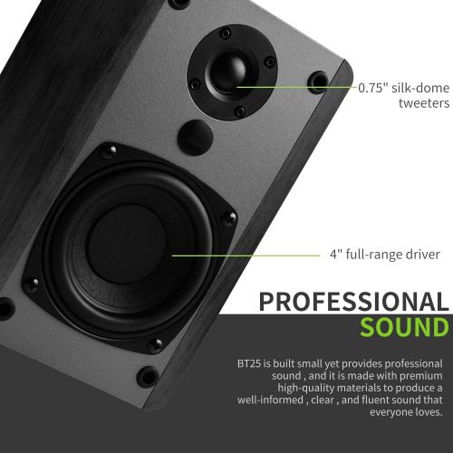  [아마존베스트]SINGING WOOD BT25 Active Bluetooth Bookshelf Speakers with Built-in Amplifier- Studio Monitor Speaker -2 AUX Input - Full Function Remote Control - Wooden Enclosure - 50 Watts RMS