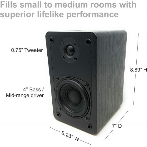  [아마존베스트]Singing Wood T25 Passive 2 Way Bookshelf Speakers 60 Watts (30W x 2) with preinstalled Wall Mount Bracket- Beech Wood Finish, Pair - Receiver or Amplifier Needed to Operate (Black)