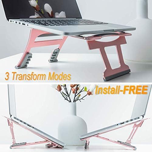  [아마존베스트]SINOBELL 2 in 1 Laptop Notebook Stand, 9 Angles, 3 Folding Modes. Portable Ergonomic Angled Laptop Aluminum Stand. Adjustable Height Laptop Holder with Slide-Proof Silicone for Laptop 10~15