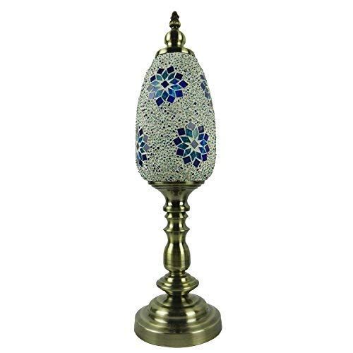 SINOVO Bedside Desk Lamps Stunning Handmade Turkish Mosaic Retro Bedside Table Lamp with Lantern Lampshade Bronze Base (Red)