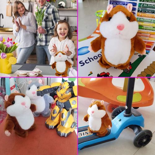  SINYUM Upgrade Version Talking Hamster Mouse Toy - Repeats What You Say and Can Walk - Electronic Pet Talking Plush Buddy Hamster Mouse for Kids Gift Party Toys