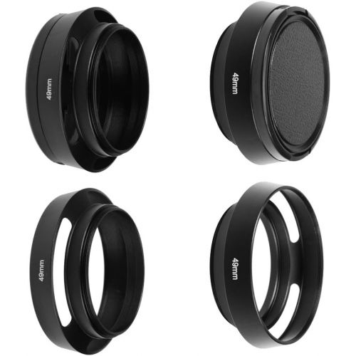  SIOTI Camera Standard Hollow Vented Metal Lens Hood with Cleaning Cloth and Lens Cap Compatible with Standard Thread Lens