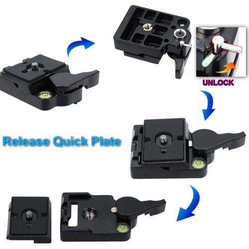  SIOTI 323 Quick Release Plate, 200PL-14 RC2 Quick Release Plate with 1/4-20 Screw and 3/8 Bushing Adapter Compatible for MFTO Tripods Head with RC2 Rapid Connect System Include