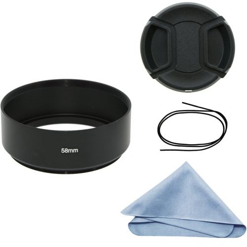  SIOTI Camera Standard Focus Metal Lens Hood with Cleaning Cloth and Lens Cap Compatible with Leica/Fuji/Nikon/Canon/Samsung Standard Thread Lens