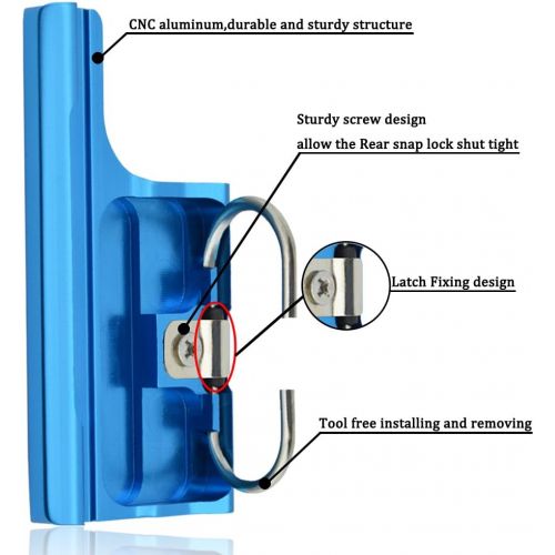  SIOTI Aluminum Replacement Lock Buckle Mount Rear Snap Latch for GoPro Hero 3+ 4 Camera Standard Underwater Waterproof Skeleton Housing Case with Easy Unlocking Tool (Blue)