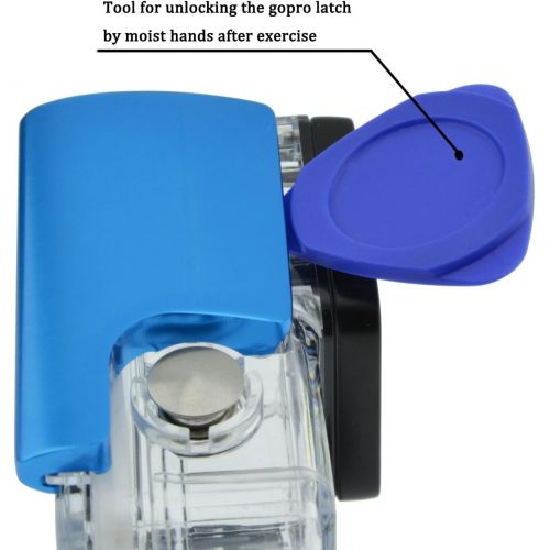  SIOTI Aluminum Replacement Lock Buckle Mount Rear Snap Latch for GoPro Hero 3+ 4 Camera Standard Underwater Waterproof Skeleton Housing Case with Easy Unlocking Tool (Blue)