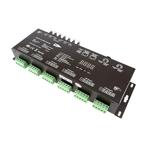  SIRS-E 24 Channel CV DMX RDM Digital PWM Decoder 8/16 bits for RGB & RGBW LED Lighting 12-24V DC UL Recognized Controller 24x4A Dimmer SR-2108B-M24-5