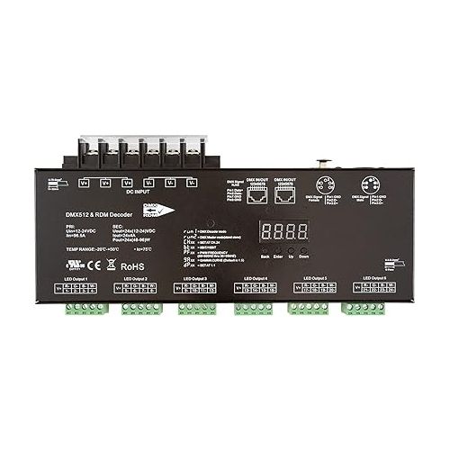  SIRS-E 24 Channel CV DMX RDM Digital PWM Decoder 8/16 bits for RGB & RGBW LED Lighting 12-24V DC UL Recognized Controller 24x4A Dimmer SR-2108B-M24-5