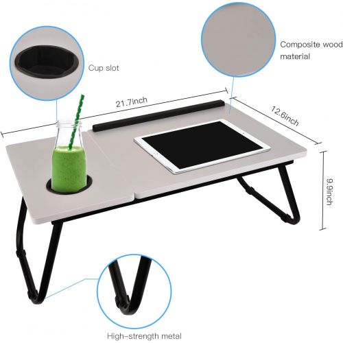  [아마존베스트]SISFORCE Laptop Table for Bed Portable Computer Tray for Bed,Foldable Bed Desk for Laptop Multi Tasking Laptop Bed Tray(Black) with Cup Holder