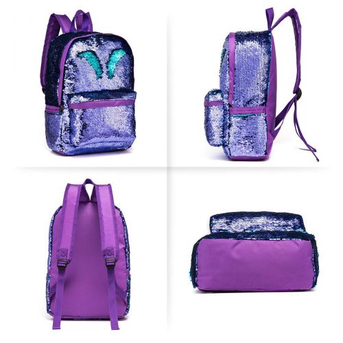  SIWA MARY Reversible Sequins School Backpack for Girls Students Magic Glitter Mermaid Lightweight Travel Backpack