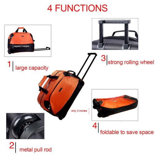  Travel Tote Suitcase,SIYUAN Mens Womens Medium Luggage Trolley Case Rolling Duffel Red Medium