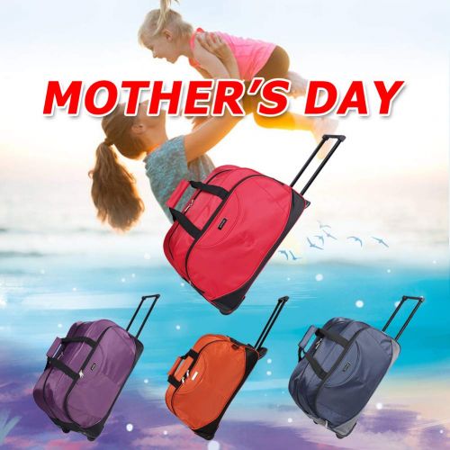  Travel Tote Suitcase,SIYUAN Mens Womens Medium Luggage Trolley Case Rolling Duffel Red Medium