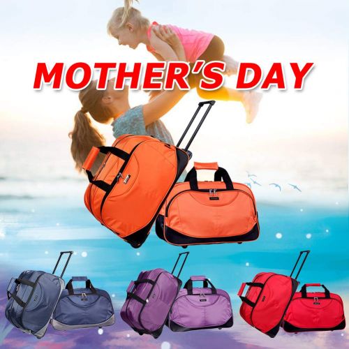  Travel Rolling Duffel Set, SIYUAN Trip Tote Bag Luggage Trolley Case Orange Large