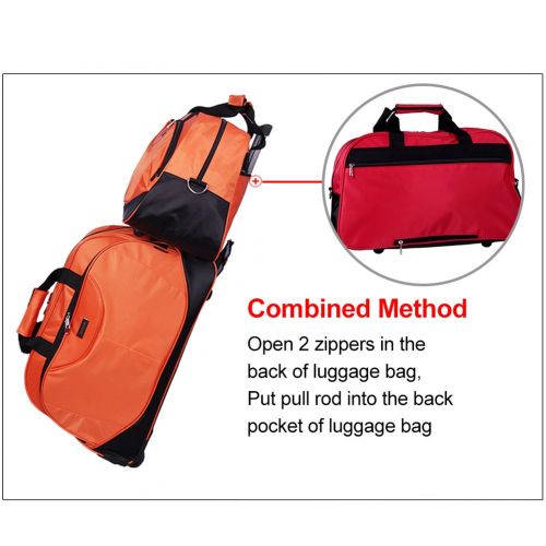  Travel Rolling Duffel Set, SIYUAN Trip Tote Bag Luggage Trolley Case Orange Large