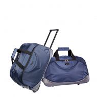 Travel Rolling Duffel Set,SIYUAN Luggage Carry On Tote Trip Trolley Case Navy Medium