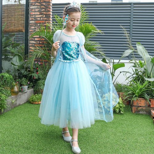  SIZANI Snow Queen Princess Elsa Costumes Princess Dress Up, Party Cosplay Costume Queen Dresses for Little Girls 2-12T