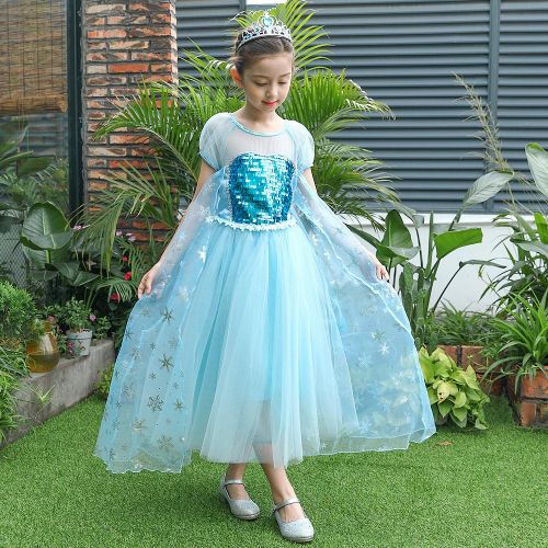  SIZANI Snow Queen Princess Elsa Costumes Princess Dress Up, Party Cosplay Costume Queen Dresses for Little Girls 2-12T