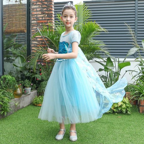  SIZANI Snow Queen Princess Elsa Costumes Princess Dress Up, Party Cosplay Costume Queen Dresses for Little Girls 2-12T