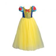 SIZANI Girls Snow White Costume Princess Dress Up, Retro Queen Dresses for Little Girl Party Role Play 2-10T