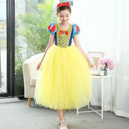  SIZANI Girls Snow White Costume Princess Dress Up, Retro Queen Dresses for Little Girl Party Role Play 2-10T