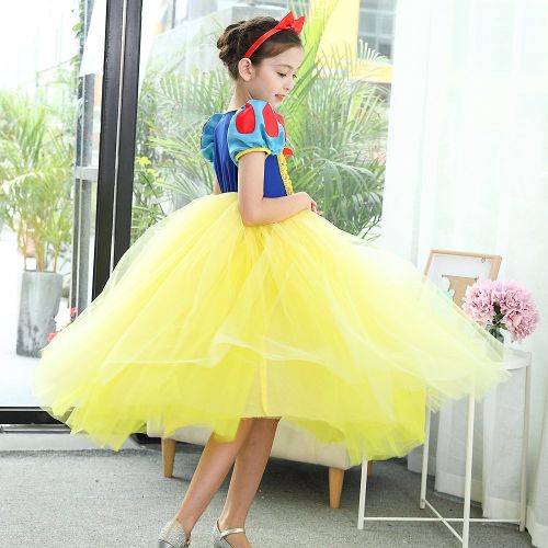  SIZANI Girls Snow White Costume Princess Dress Up, Retro Queen Dresses for Little Girl Party Role Play 2-10T