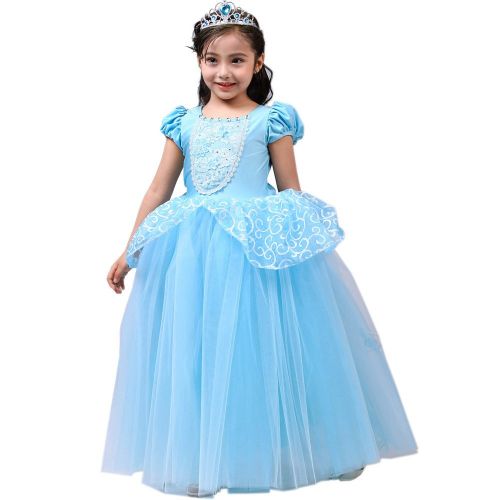  SIZANI Girls Princess Cinderella Costumes Princess Dress up, Kids Party Cosplay Costume Queen Dresses for Little Girls 2-12T