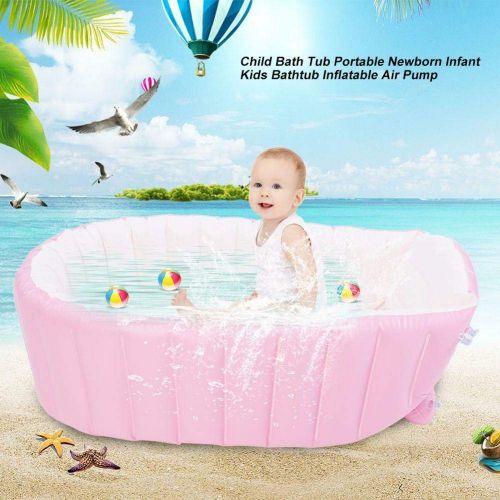  SJ Shop Baby Infant Inflatable Bath Tub Seat Mommy Helper Kid/Toddler Portable Bathtub (Pink)