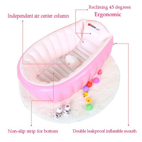  SJ Shop Baby Infant Inflatable Bath Tub Seat Mommy Helper Kid/Toddler Portable Bathtub (Pink)