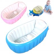 SJ Shop Baby Infant Inflatable Bath Tub Seat Mommy Helper Kid/Toddler Portable Bathtub (Blue)