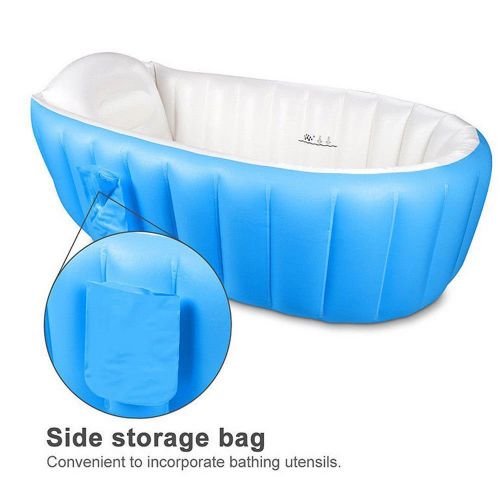  SJ Shop Baby Infant Inflatable Bath Tub Seat Mommy Helper Kid/Toddler Portable Bathtub (Blue)