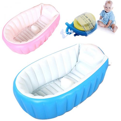  SJ Shop Baby Infant Inflatable Bath Tub Seat Mommy Helper Kid/Toddler Portable Bathtub (Blue)