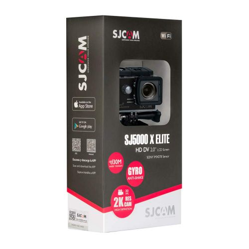  SJCAM SJ5000X-Elite Deutsche Version wasserdichte Sport Actionkamera (5,08 cm (2 Zoll), 4K/2K, WiFi, 30m, 14MP, Gyro Anti-Shake Stabilisierung, 16 Zubehoerteile) schwarz