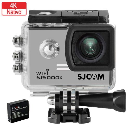  SJCAM SJ5000X-Elite Deutsche Version wasserdichte Sport Actionkamera (5,08 cm (2 Zoll), 4K/2K, WiFi, 30m, 14MP, Gyro Anti-Shake Stabilisierung, 16 Zubehoerteile) Silber