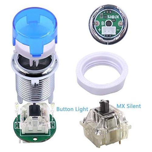  [아마존베스트]SJ@JX Arcade 2 Player Game Controller LED Buttons Chrome Paint MX Microswitch 8 Way Joystick USB Encoder Cable Stick DIY Kit for PC MAME Raspberry Pi Multicoloured