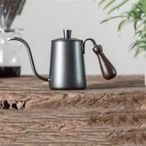  SJQ-coffee pot Stainless Steel Coffee pot Sandalwood Handle pot With Filter Hand Punch pot Kitchen tools 21.1 ounces