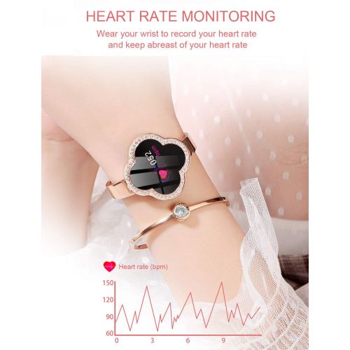  SJUAN Fitness Tracker, Activity Tracker Watch Heart Rate Blood Oxygen Blood Pressure Monitor Waterproof Pedometer Sleep Sports Bracelet for Girls,Gold